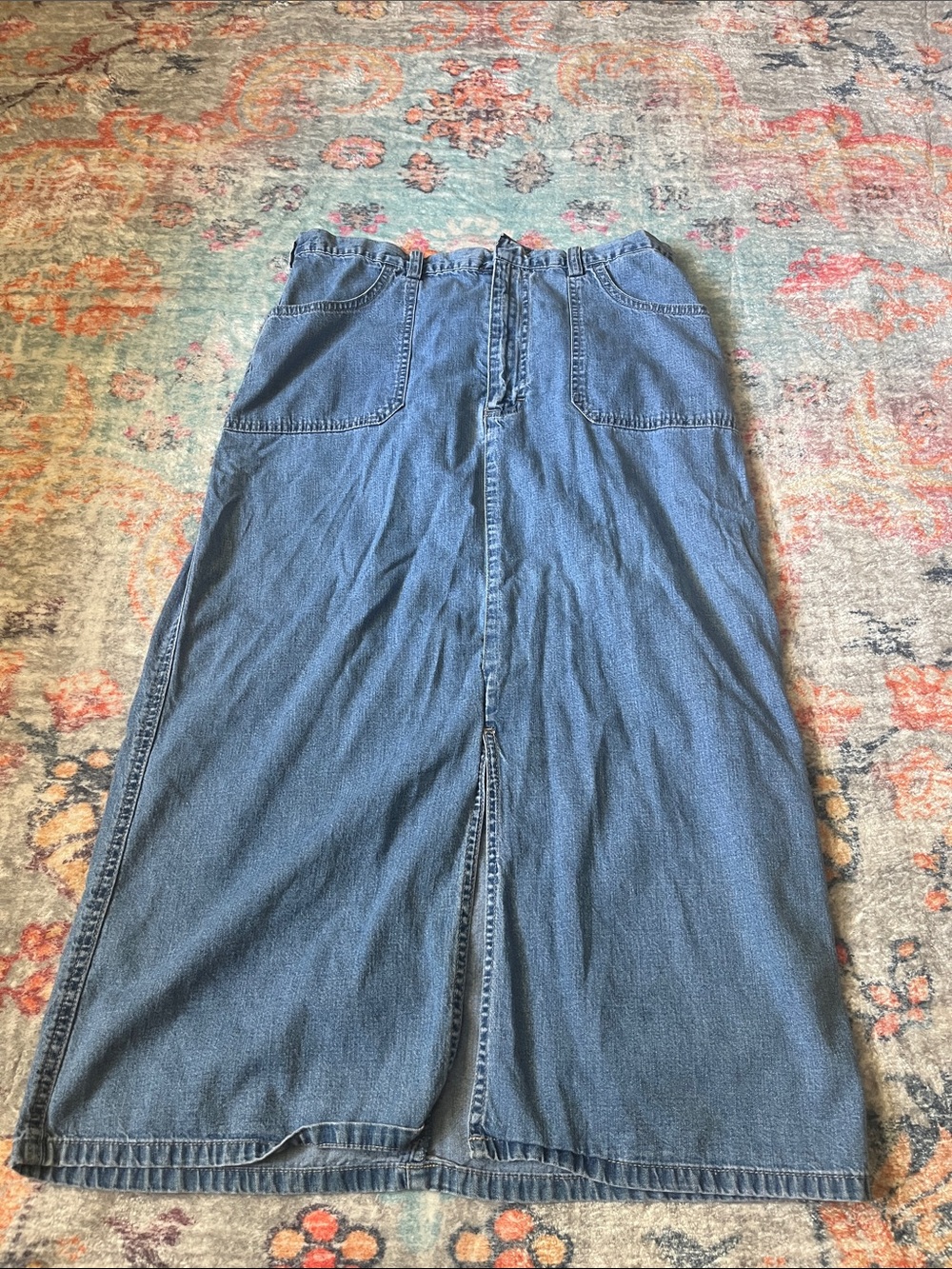 Gloria Vanderbilt Blue Denim Midi Skirt